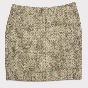 LOFT Brown & Tan Floral Print Linen Pencil Skirt Size 6